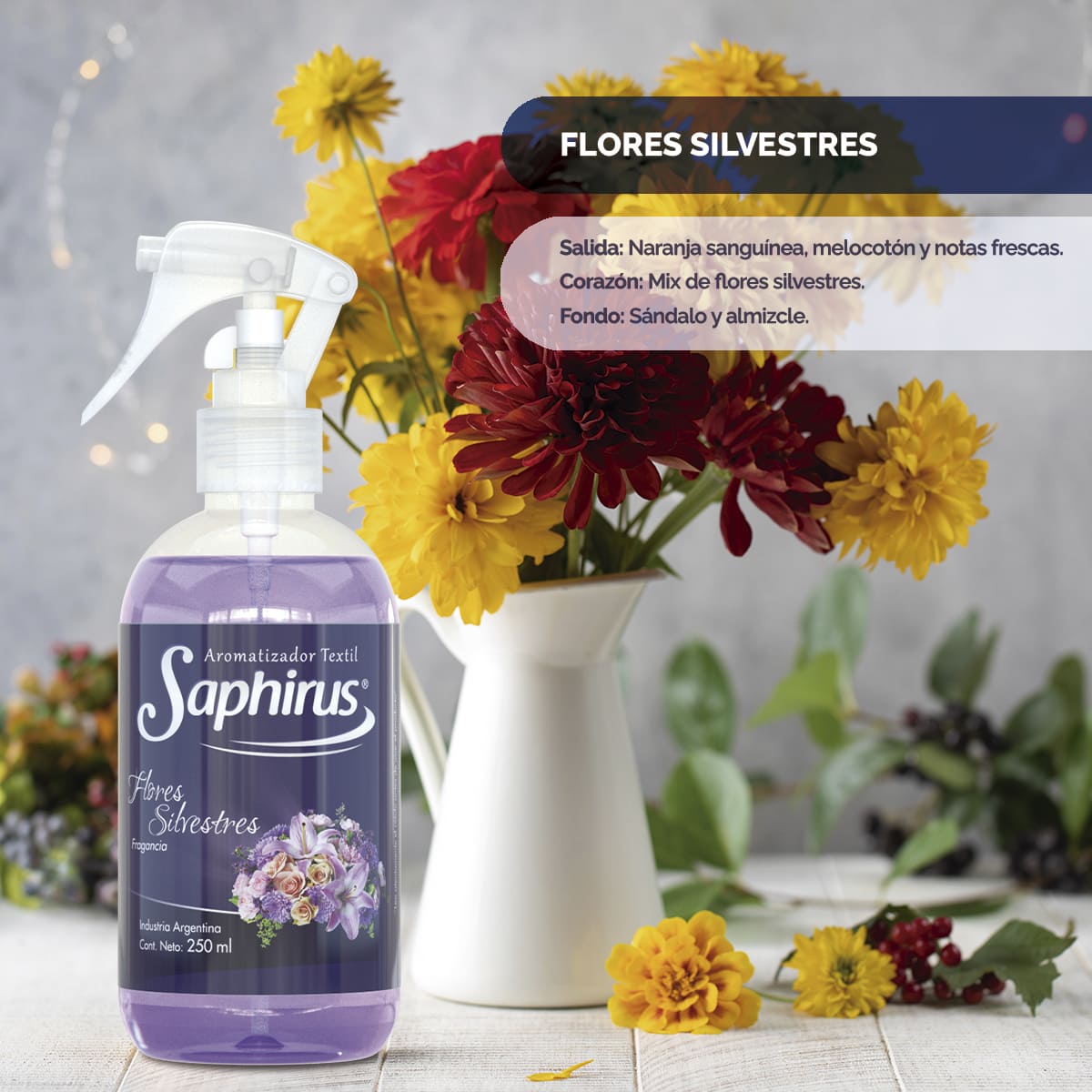 Saphirus Textil Flores Silvestres Ambientada