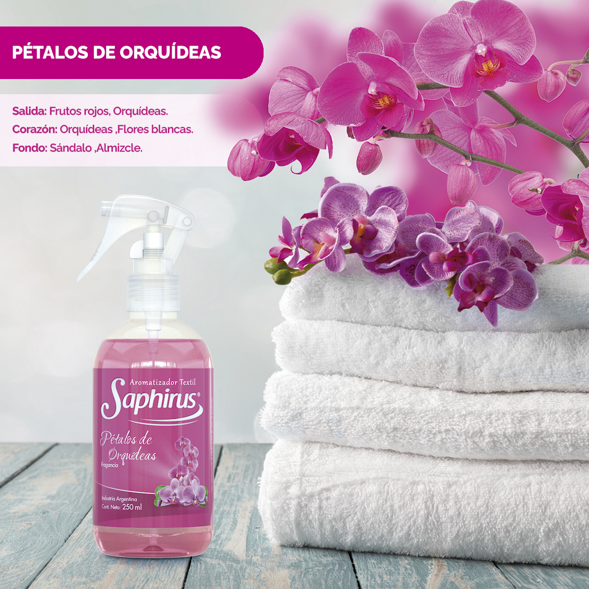Saphirus Textil Pétalos de Orquídeas Ambientada